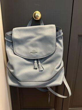 Coach Pebbled Leather Backpack in Powder Blue
